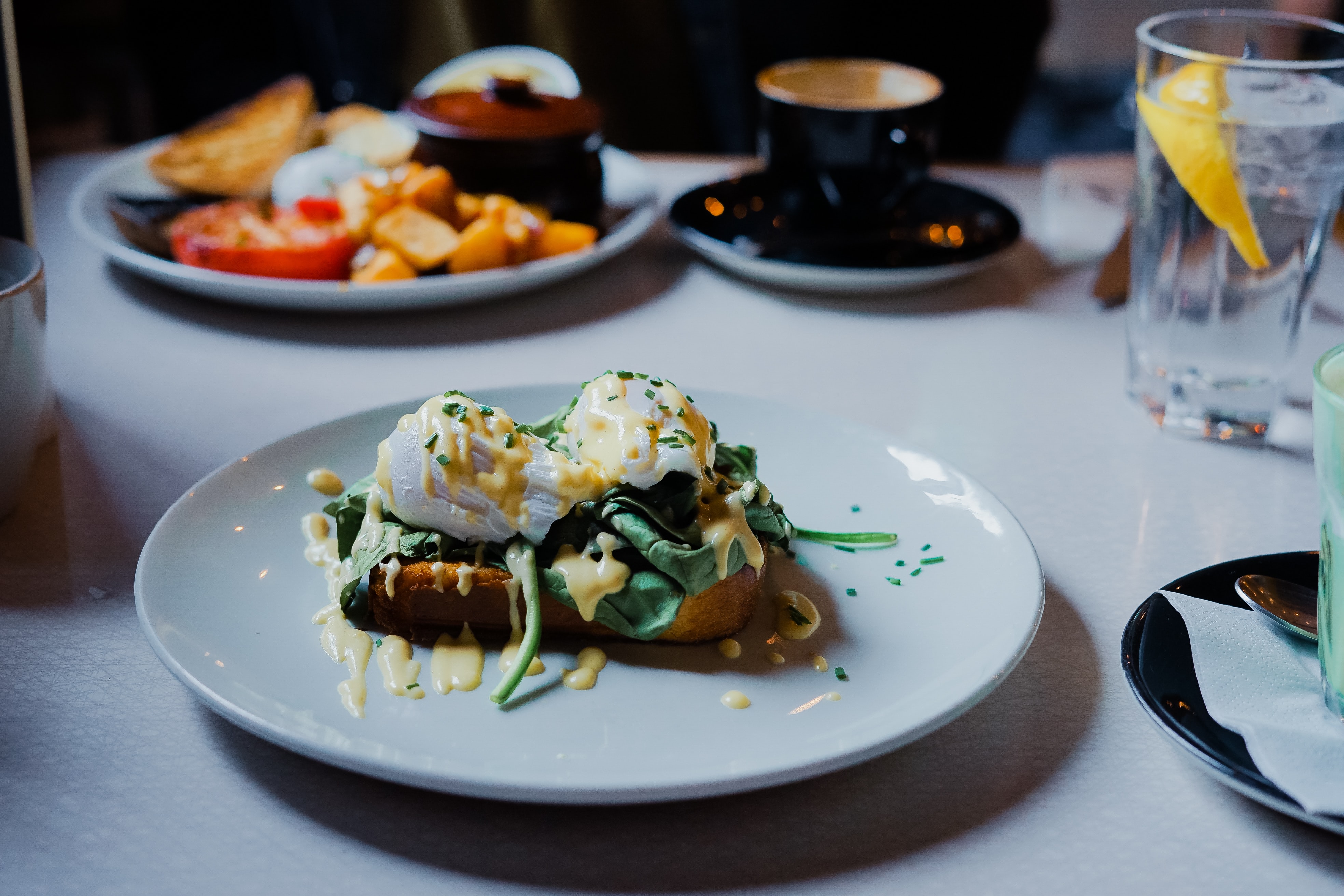 photo of a plate on a restaurant table